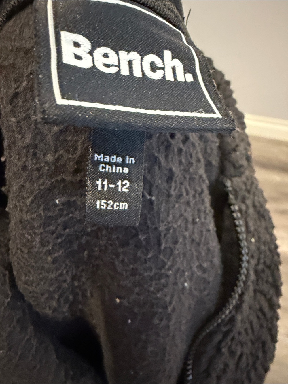 Bench Black‎ Sherpa Hooded Zip Jacket with Pink Trim - Picture 2 of 2
